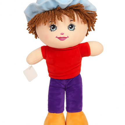 Soft Plush Doll with Blue Hat & Colorful Outfit – 18 Inch