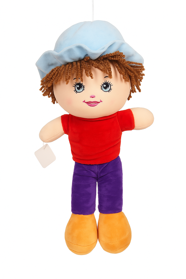 Soft Plush Doll with Blue Hat & Colorful Outfit – 18 Inch