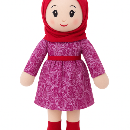 Soft Plush Modest Purple Doll – Hijab Style Cute Toy for Girls