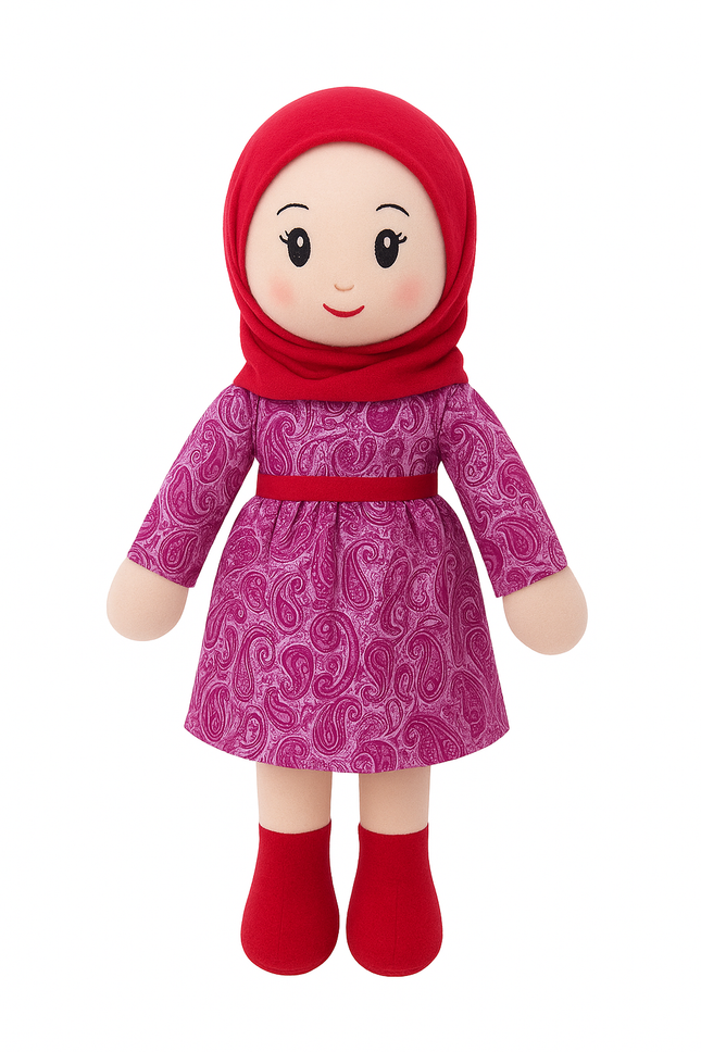 Soft Plush Modest Purple Doll – Hijab Style Cute Toy for Girls