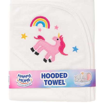 Happy Mums Baby Hooded Towel – Soft & Absorbent Unicorn Design