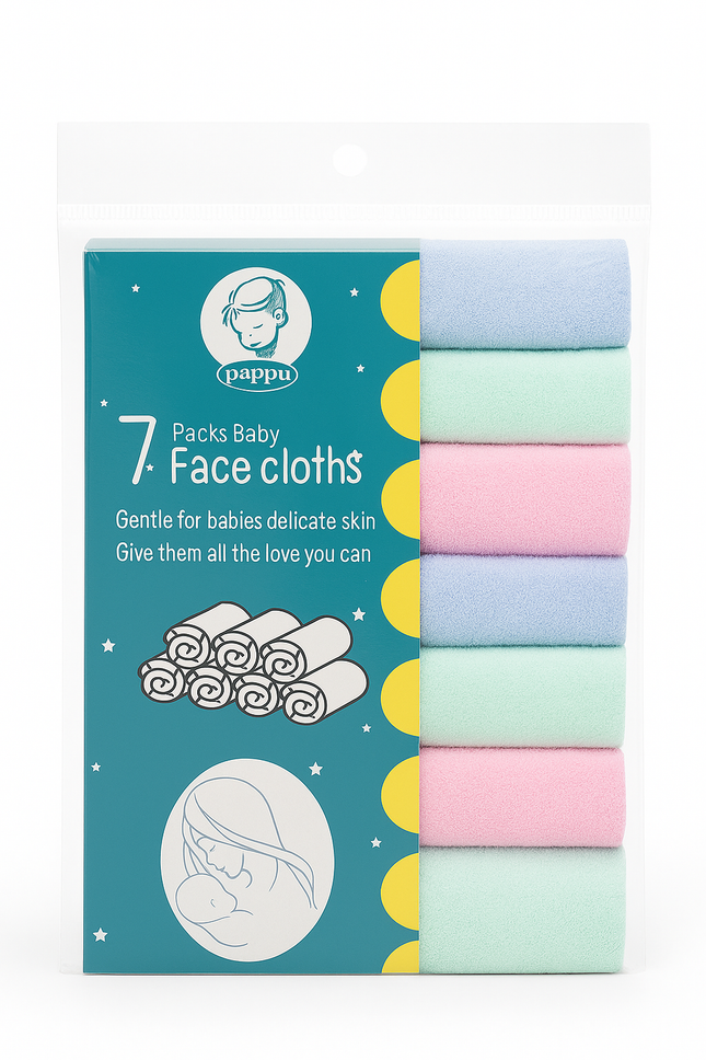 Title: Pappu 7-Pack Baby Face Cloths