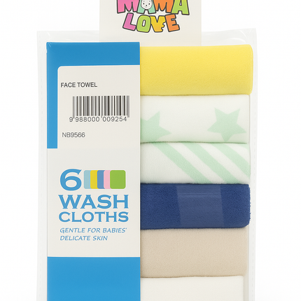 MAMALOVE 6-Pack Baby Wash Cloths – Soft, Gentle & Absorbent Towels for Newborns