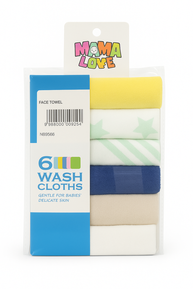 MAMALOVE 6-Pack Baby Wash Cloths – Soft, Gentle & Absorbent Towels for Newborns