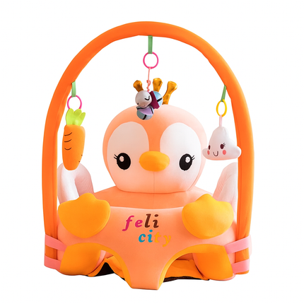 Baby Penguin Plush Support Seat with Play Gym – Soft Sitting Chair for Infants