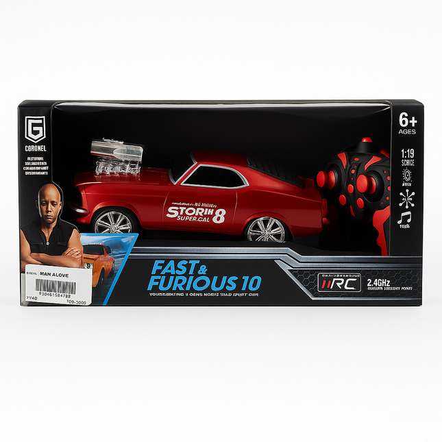 Fast & Furious 10 RC Car – 1:19 Scale Die-Cast Storm Super Car with Lights & Sound