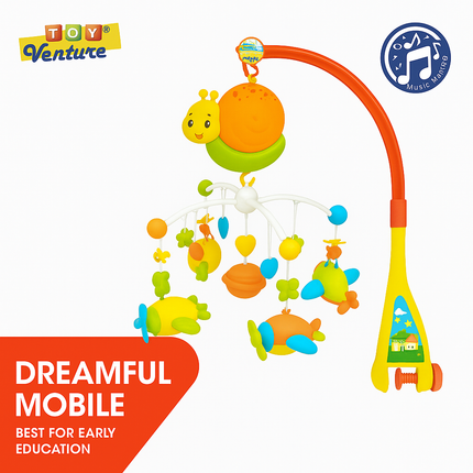Toy Venture Dreamful Musical Baby Mobile – Colorful Rotating Crib Mobile for Newborns