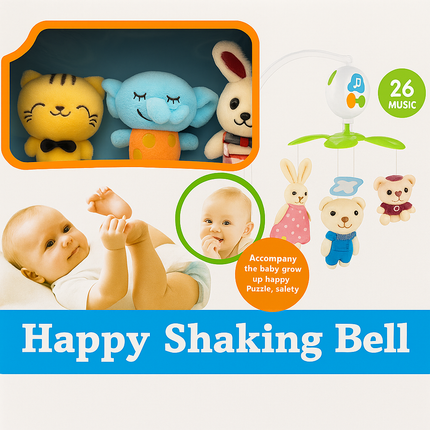 Happy Shaking Bell Musical Baby Crib Mobile | Soft Plush Hanging Toys