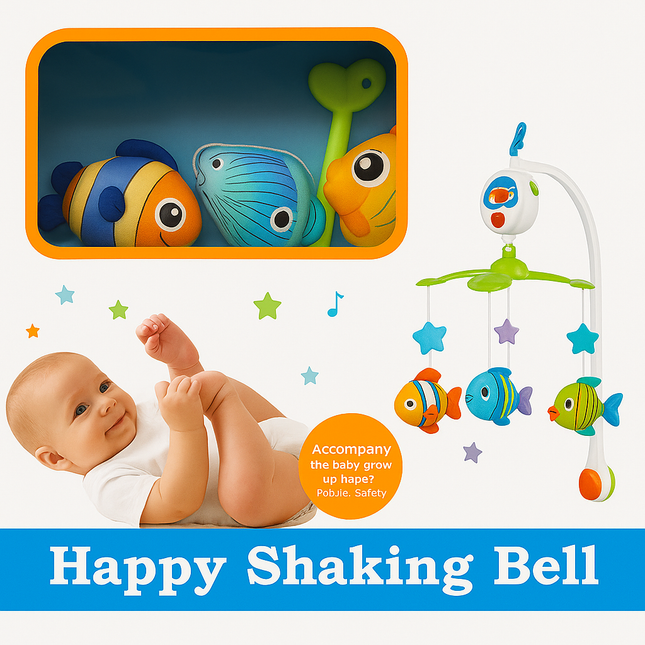 Happy Shaking Bell Musical Baby Crib Mobile | Colorful Plush Hanging Toys