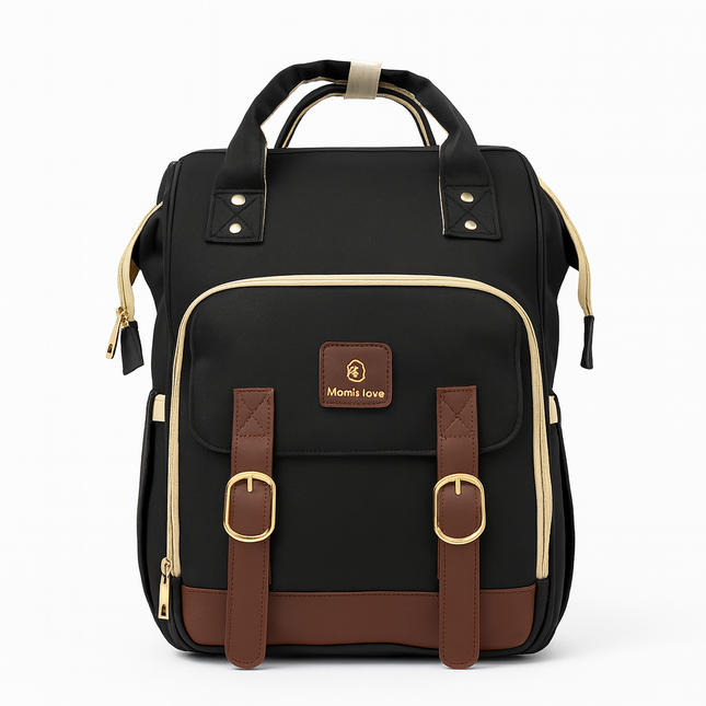 Momis Love Premium Travel & Diaper Backpack – Black & Brown