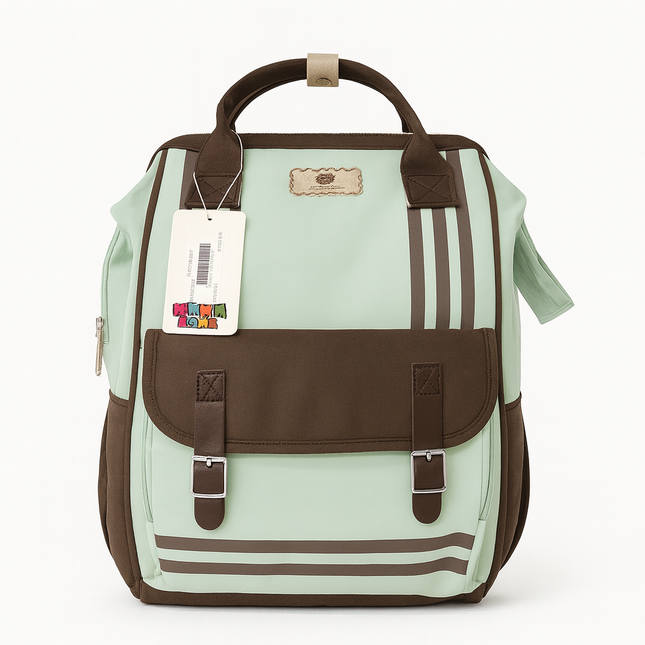 Green & Brown Premium Diaper & Travel Backpack – Stylish Multi-Pocket Design