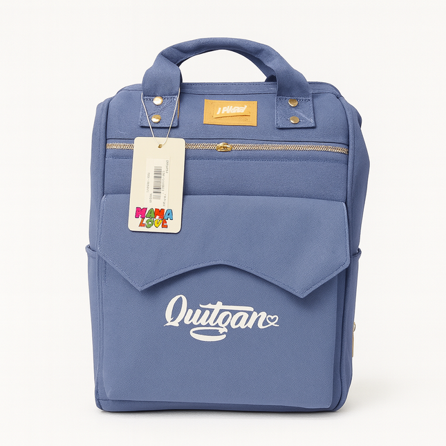 Quitgan Premium Diaper & Travel Backpack – Sky Blue (Front Flap Design)