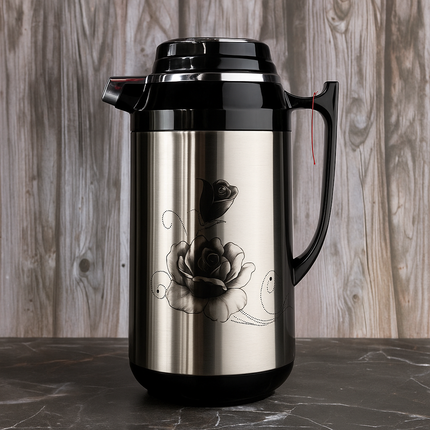Stainless Steel Insulated Hot & Cold Thermos Flask – Floral Design – 1L