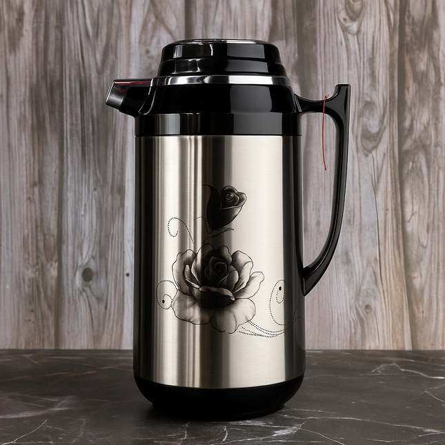 Stainless Steel Insulated Hot & Cold Thermos Flask – Floral Design – 1L