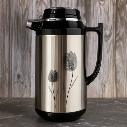 Stainless Steel Insulated Hot & Cold Thermos Flask – Floral Design – 1L