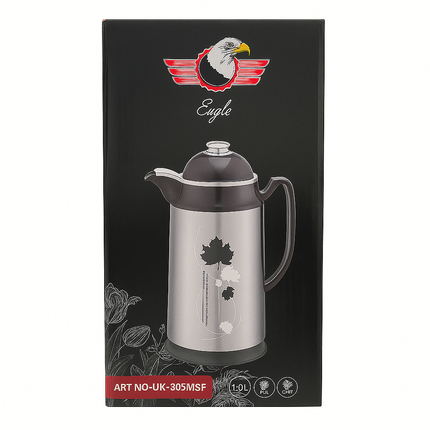 Premium Stainless Steel Vacuum Flask – 1L | Elegant Floral Design | Hot & Cold Thermos