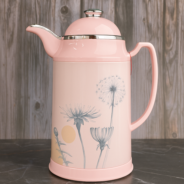 Eagle Vacuum Flask 1 Liter – Hot & Cold Thermos – Elegant Floral Design Pink