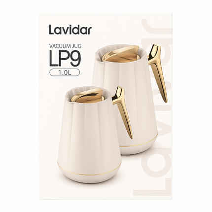 Lavida Vacuum Jug LP9 – 1.0L | Premium Hot & Cold Thermos | Elegant Gold Handle