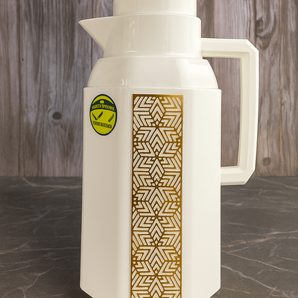 Eagle Vacuum Flask 1.9L – Premium Hot & Cold Thermos | White & Gold