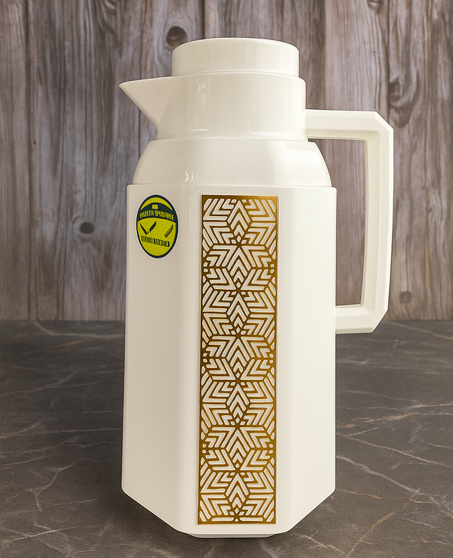 Eagle Vacuum Flask 1.9L – Premium Hot & Cold Thermos | White & Gold