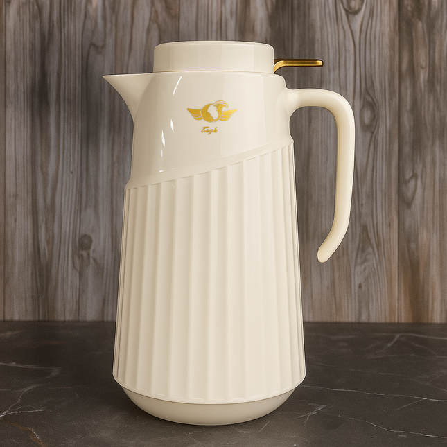 Eagle Vacuum Jug 2.0L – Hot & Cold Thermos | Modern Ribbed Design Cream