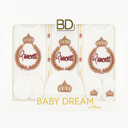 Disney Baby Dream “Princess” Newborn Gift Set (0–6 Months) – Premium Cotton Outfit Box