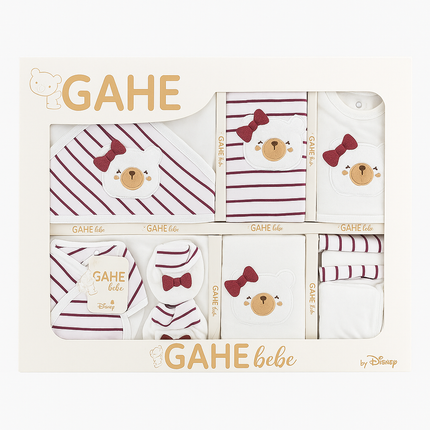 Disney GAHE Bebe 10 Pcs Baby Gift Set (0–6 Months) – Soft Cotton Essentials Box | Cute Bear & Bow Design