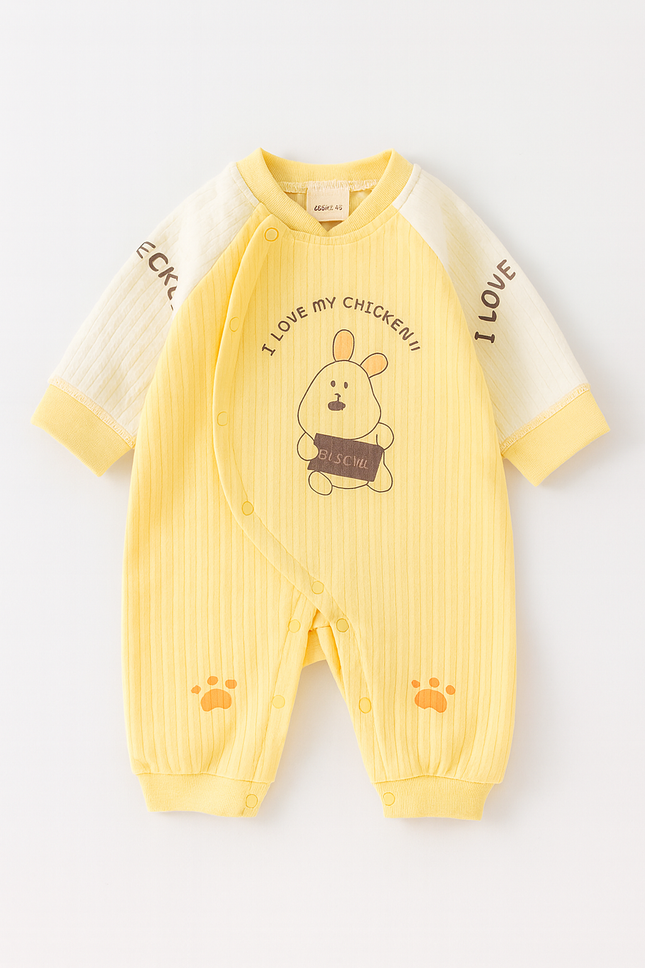 Cute Yellow Animal Printed Baby Romper