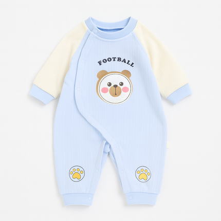 Baby Football Bear Romper Blue