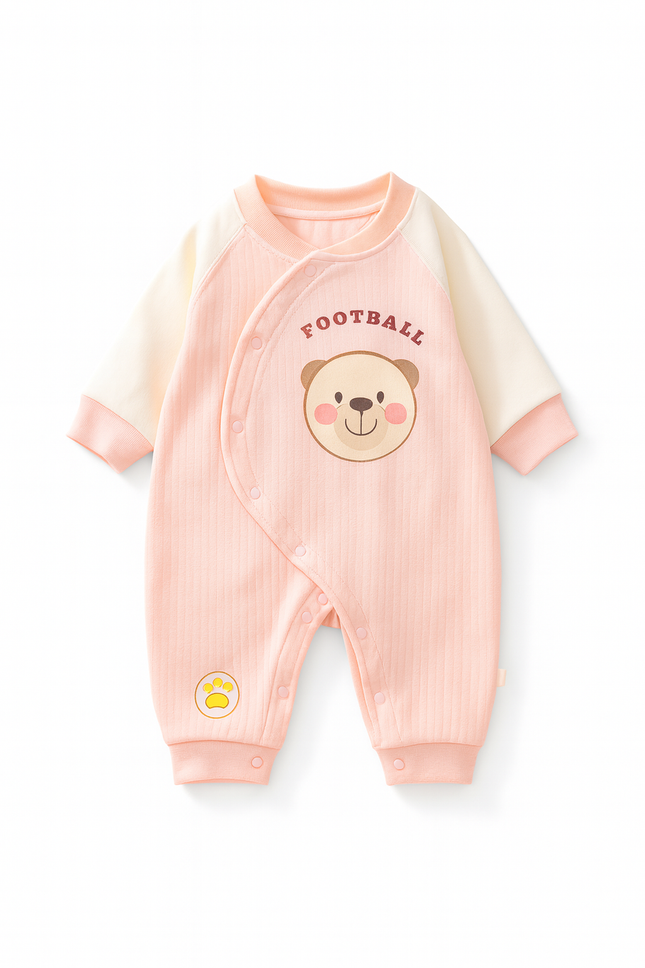 Baby Football Bear Romper Pink
