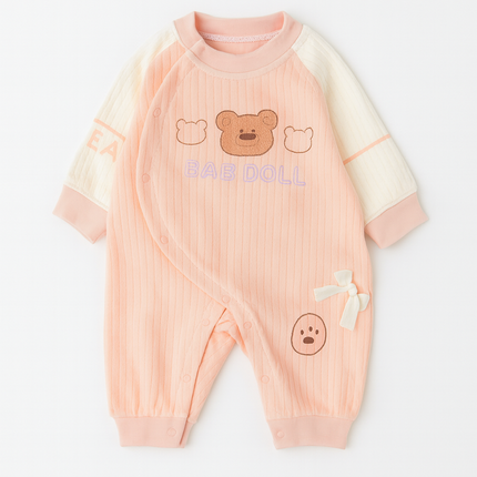 Cute Teddy Printed Baby Romper Pink
