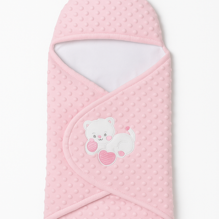 Soft Minky Bunny Ear Baby Swaddle Wrap – Pink Size Newborn To 9 Month