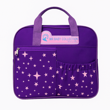 Mr Baby Collection Star Print Diaper Bag – Purple & Pink