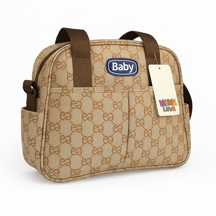 Designer Print Baby Diaper Bag – Brown Beige