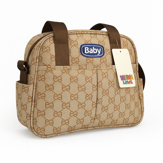 Designer Print Baby Diaper Bag – Brown Beige