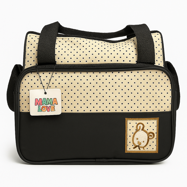 Mamalove Polka Dot Baby Diaper Bag – Cream & Black