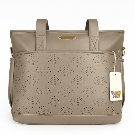 PU Leather Mommy Tote Bag – Coffee Beige