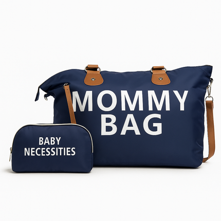 Mommy Bag with Baby Essentials Pouch – Navy Blue Travel Diaper Bag Set