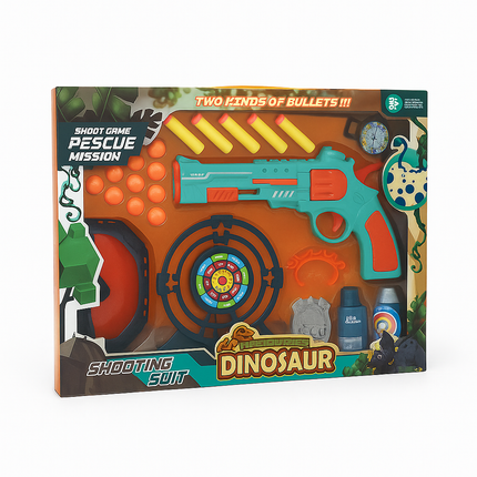 Dinosaur Shooting Game Kids Toy Set – Soft Bullets + Target Board