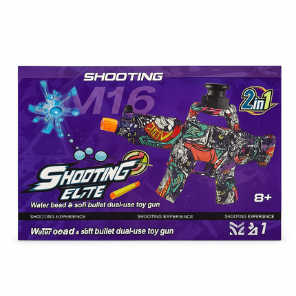 2-in-1 Shooting Elite M16 Toy Gun – Water Beads & Soft Bullet Dual Use