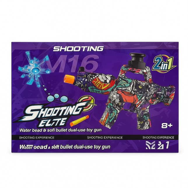 2-in-1 Shooting Elite M16 Toy Gun – Water Beads & Soft Bullet Dual Use