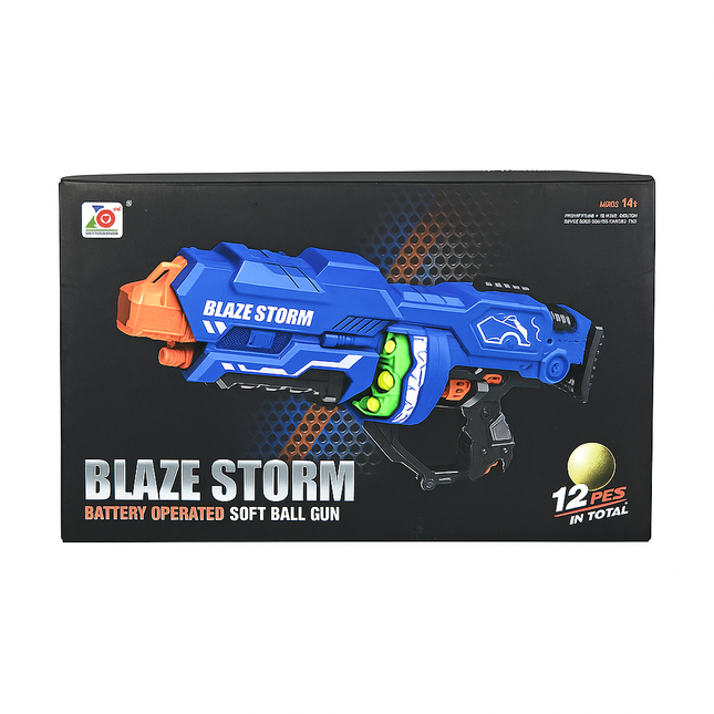 Blaze Storm Battery Operated Soft Ball Gun – 12 Balls | Kids Shooting Toy Gun