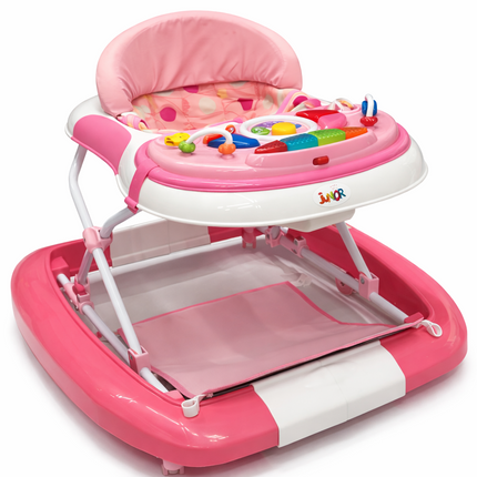 Junior Baby Walker with Musical Toy Tray – Pink & White