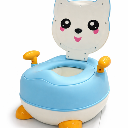 Cute Animal Potty Training Chair with Handles – Blue & Cream