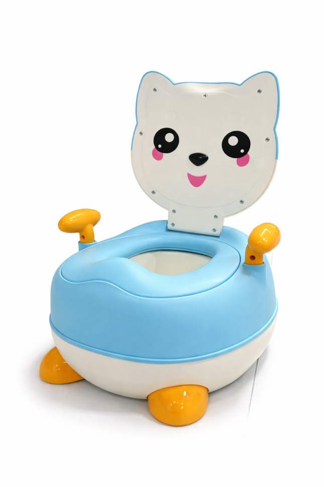Cute Animal Potty Training Chair with Handles – Blue & Cream