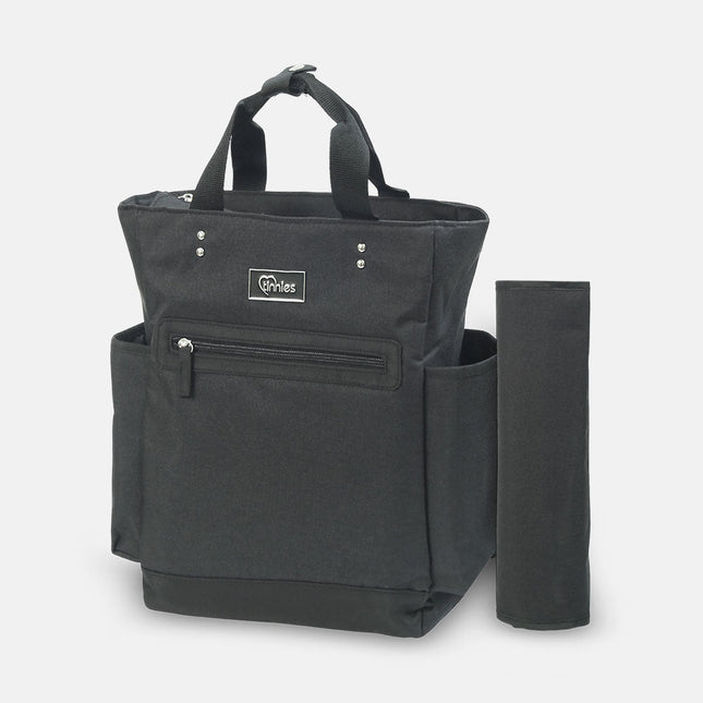 Tinnies Baby Diaper Bag Pack Minimal Textured Black