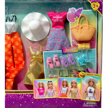 Anlily Summer Party Doll Set – Fashion Collection with Outfits, Shoes & Accessories (3+)