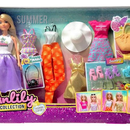 Anlily Summer Party Doll Set – Fashion Collection with Outfits, Shoes & Accessories (3+)