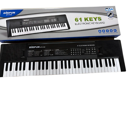 BigFun BF-6138 61 Keys Electronic Keyboard with Mic & USB Cable – Musical Piano for Kids and Beginners