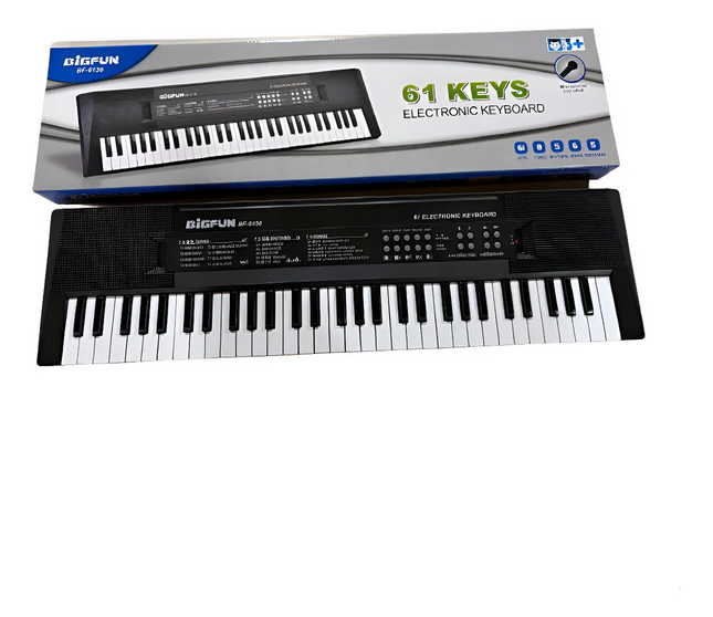 BigFun BF-6138 61 Keys Electronic Keyboard with Mic & USB Cable – Musical Piano for Kids and Beginners